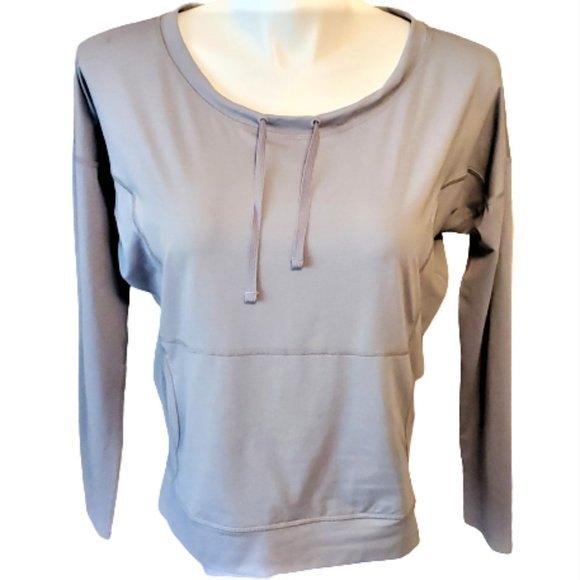 Lucy Tech Athletic Top Long Sleeve Drawstring Pocket Neck Size M - Picture 1 of 5